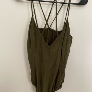 Strappy Green Sleeveless Bodysuit